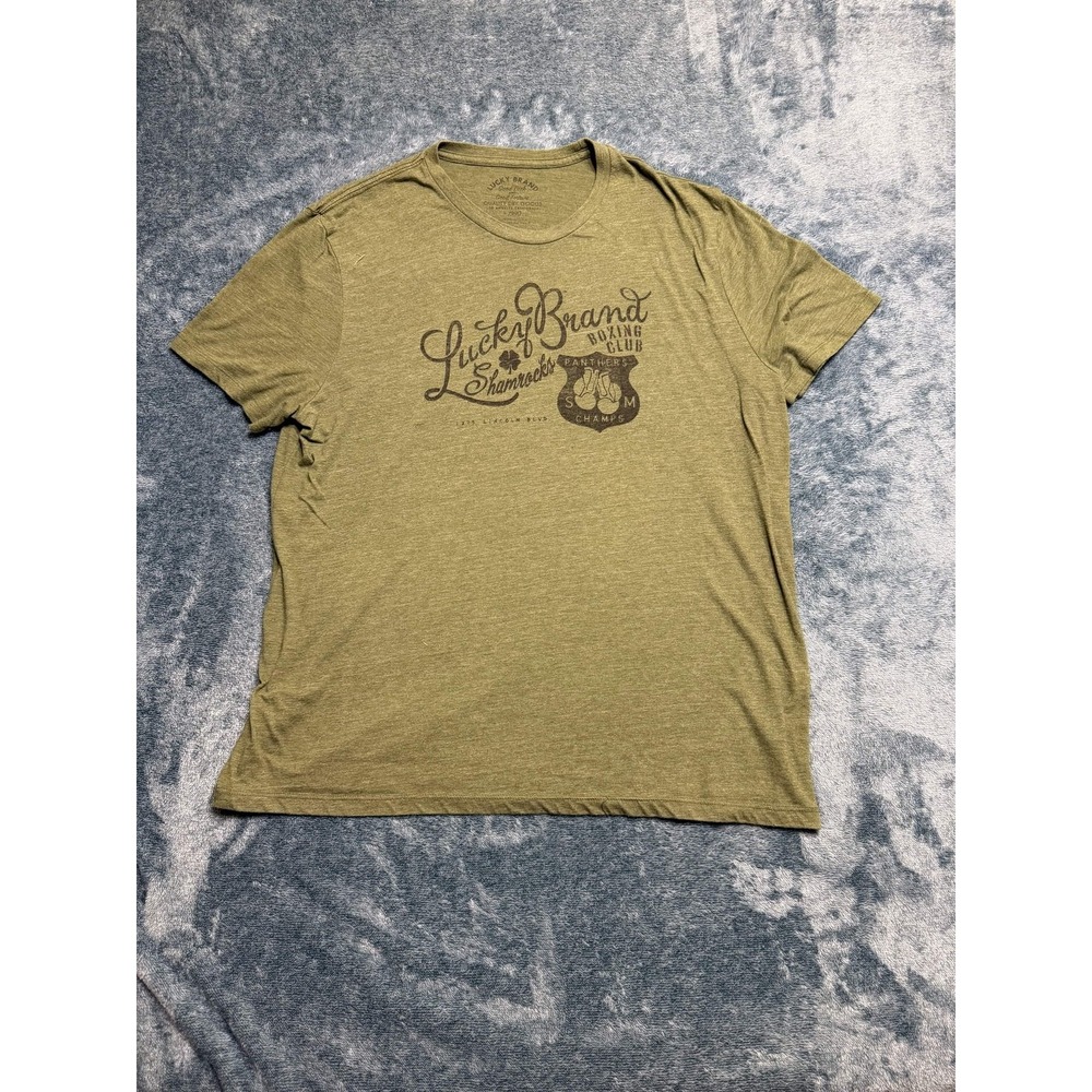 Lucky Brand Mens Graphic T-Shirt Shamrocks Boxing Club Green XXL Cotton Blend